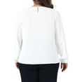 thumbnail image 3 of Agnes Orinda Plus Size Tops for Women Crew Neck Pleated Work Office Long Sleeve Blouses Shirts 2X White, 3 of 5