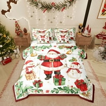 Castle Fairy Children Santa Claus 7-Piece Twin Bedding Sets,Christmas Snowman Bedding Comforter Set,Xmas Gifts Breathable Sheet Sets,Lightweight Room Decor