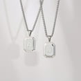 thumbnail image 2 of Initial A-Z Necklace for Men,Stainless Steel Square Letter Pendant Chain for Mens, 20+2 Inch, 2 of 6
