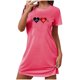 thumbnail image 2 of Camisón corto de San Valentín para mujer, talla grande, estampado en el pecho, cuello redondo, manga corta, 2 of 3
