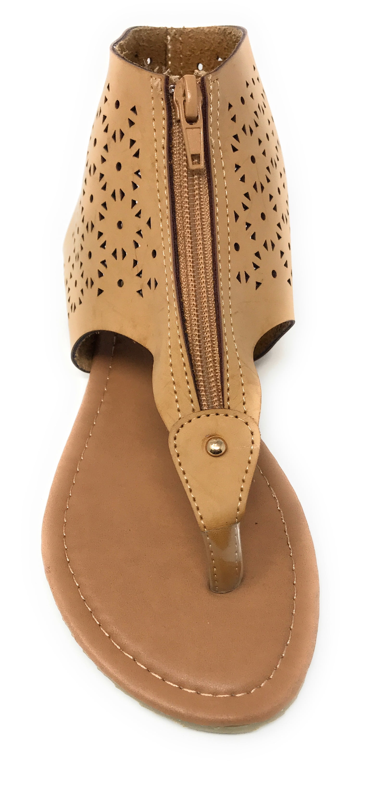 Victoria K Women's Laser Cutout Thong Front Sandals