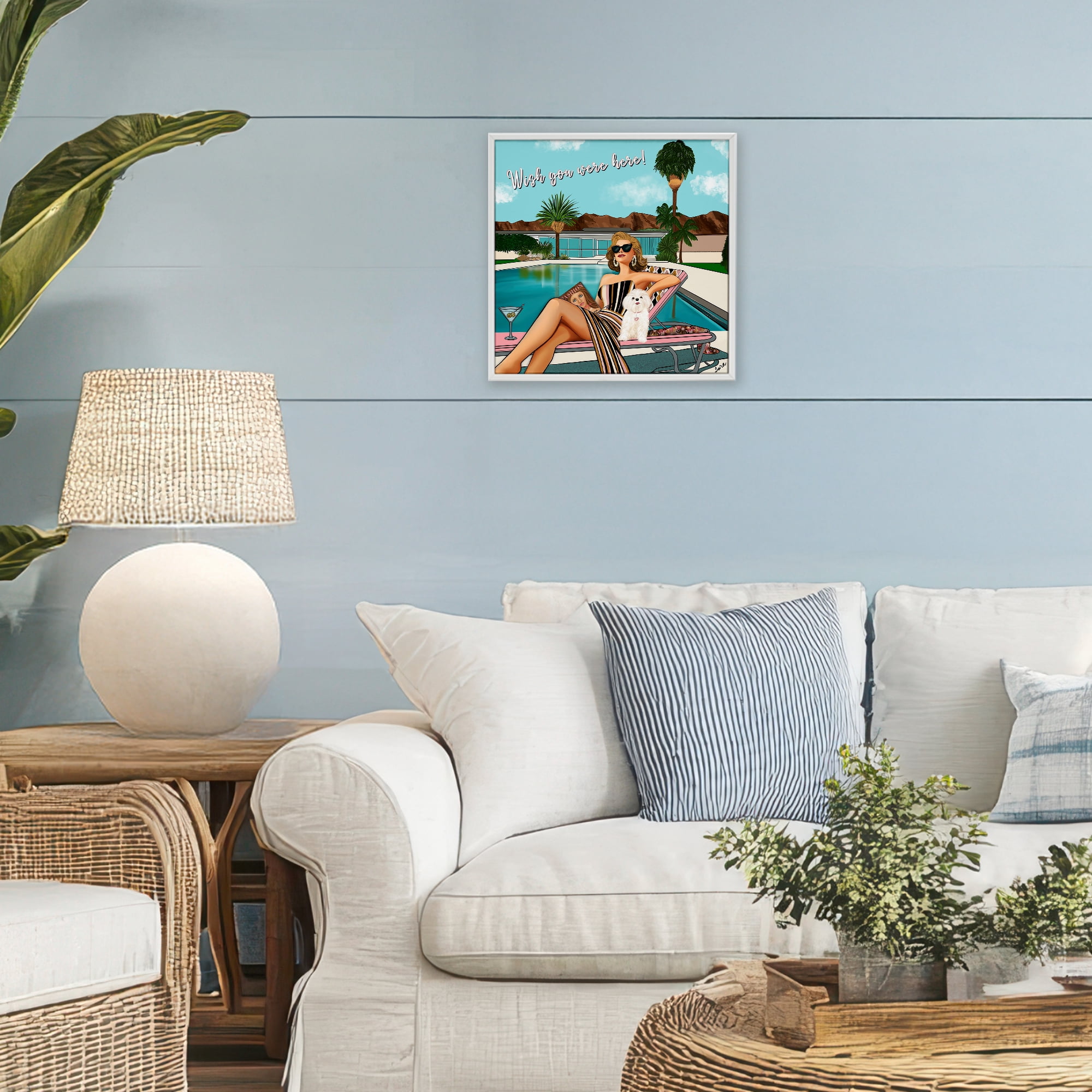 Stupell Industries Wish You Were Here Palm Springs White Framed Giclee Art, design by Tara Boone