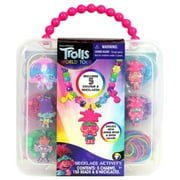 Trolls Necklace Activity Set with Colorful Beads Silicone Necklaces, Fun Character Charms & Plastic Storage for Kids Girls DIY Jewelry Making Activity Christmas Holiday Birthday Valentine's Day Gifts