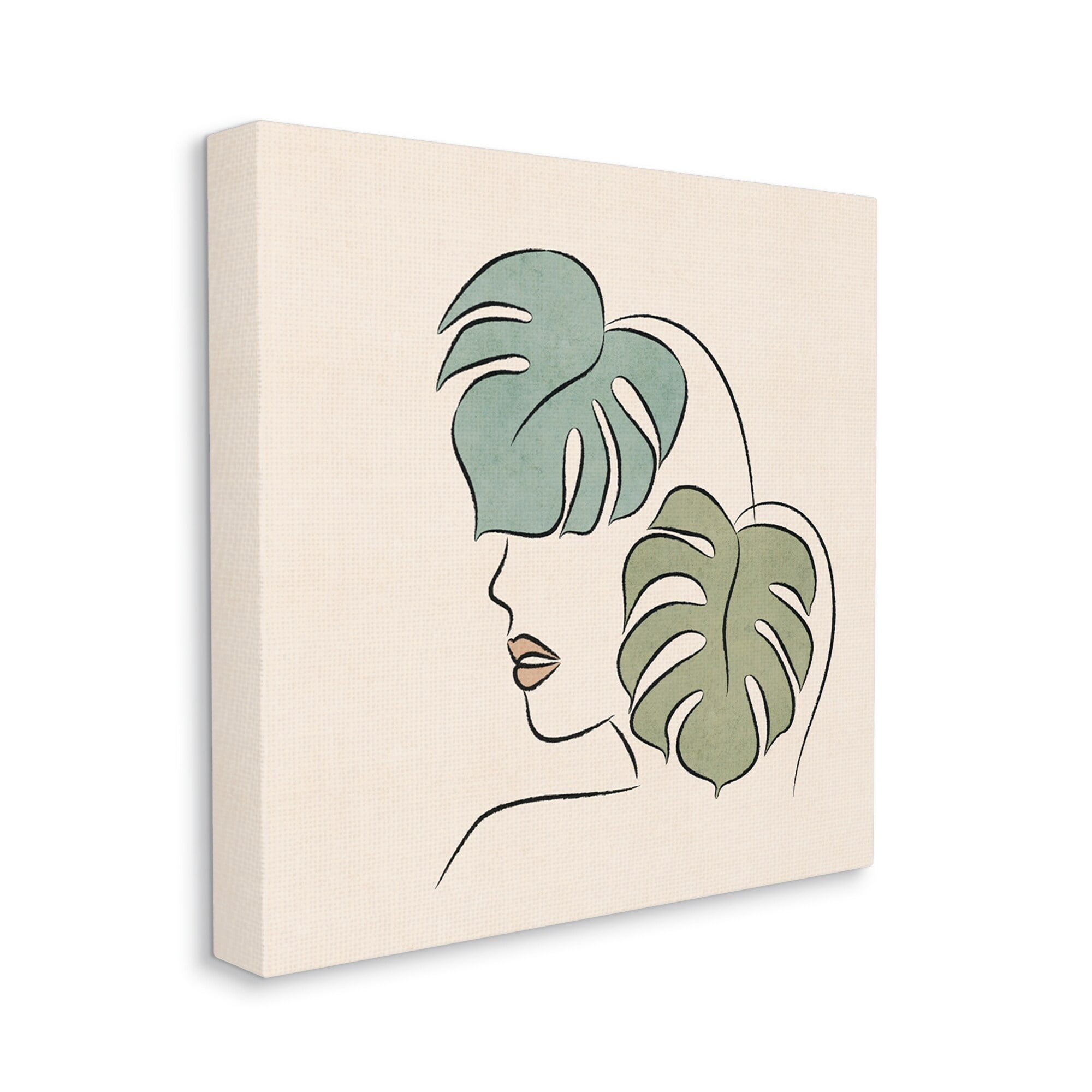 Stupell Industries Abstract Woman Face Monstera Plant Leaf Doodle Graphic Art Gallery Wrapped Canvas Print Wall Art, Design by JJ Design House LLC