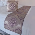 thumbnail image 1 of The HomeCentric King / Queen / Twin Purple Decorative CA King 86"x18" Bed Runner WITH Pillow Cover, Damask & Quilted Bed Scarf on Jacquard fabric - Embre Purple, 1 of 5