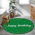 thumbnail image 4 of Round Area Rug 4 Ft, Grass Green Birthday Washable Non-Slip Circle Carpet for Living Room/Bedroom, Colorful Confetti Ribbons Polka Dots Classroom Low-Profile Crawling Mats Collection Rugs for Indoor, 4 of 7