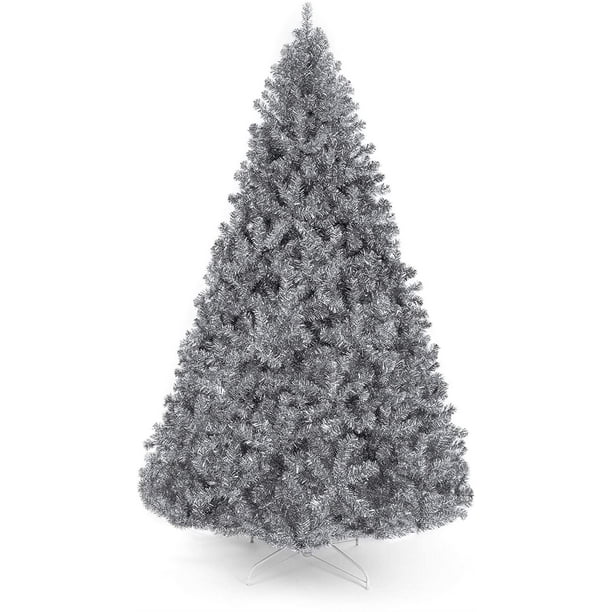 Best Choice Products 6ft Artificial Silver Tinsel Christmas Tree Holiday Decoration W 1 477 Branch Tips And Foldable Stand Walmart Com Walmart Com