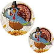 Bestwell Thanksgiving Chicken Turkey Leaves Pot Holder Set of 2, Pure Cotton Heat Resistant Wear-Resistant and Non-Slip Stylish Round Pot Holder for Daily Kitchen,Dining Table,,Cafe, Restaurant