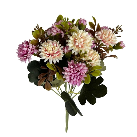 FXMLRLK Artificial Mums Flowers, Silk Chrysanthemums Fake Mums Faux Floral Bouquet Arrangements for Home Decor Indoor Outdoors Planter Pots Porch Wedding Party Decoration, Pink