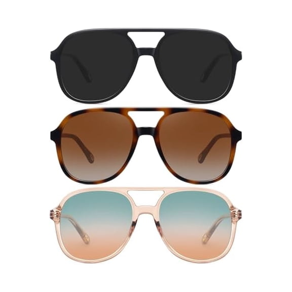 Retro Oversized Aviator Sunglasses for Women Men Trendy Square Aviators 70s Vintage Sun Glasses