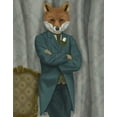 thumbnail image 2 of Fab Funky 15x18 Black Ornate Wood Framed with Double Matting Museum Art Print Titled - Fox Victorian Gentleman Portrait, 2 of 4