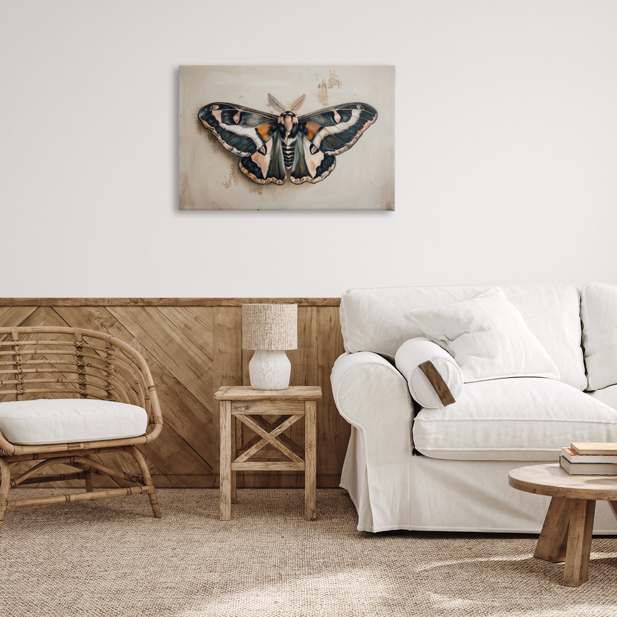 Stupell Industries Dark Winged Moth Animals Painting Wrapped Canvas Art Print Wall Art, 30 x 20