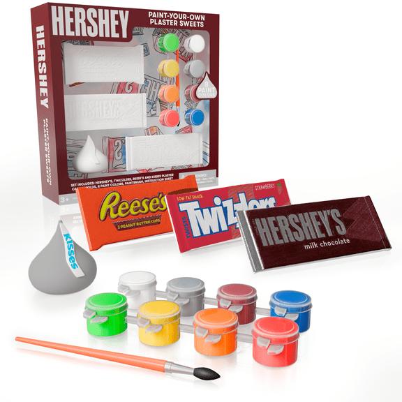 Lollipop Hershey Chocolate Sweets Paint & Play Plaster Kit – Crafts for Kids Ages 3-5 with 8 Colors, Painting Kit for Toddlers, Kids Arts and Crafts Supplies, DIY Party Craft, Creative Kids