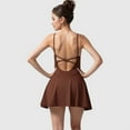 thumbnail image 7 of Active Women's Sleeveless Sports Dress with Flowy A-Line Skirt and Crisscross Open Back Straps - Medium, Brown, 7 of 7