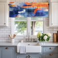 thumbnail image 2 of Abstract Blue Orange Painting Window Valance Curtain Graffiti Art Rod Pocket Short Curtain for Living Room, Bedroom & Kitchen Window Decor 42x18in, 2 of 8