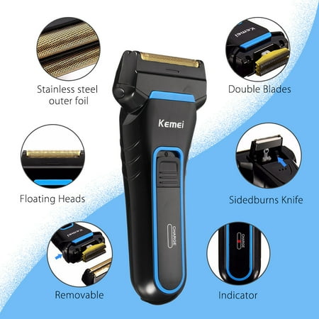 KeMei Men's Cordless Razor Groomer Remover Electric Dual Foil Beard ...