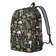 thumbnail image 2 of Mushroom and Fern Black Pattern Backpack for School, Cute School Bag with Adjustable Shoulder Straps and Padded Back, 15.7"x11.8"x5.5", 2 of 5