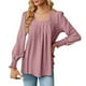 thumbnail image 1 of Blusa de mujer con cuello cuadrado y mangas abullonadas - Top informal con pliegues en la parte delantera - Rayón/poliéster/spandex - S-XXL - Trabajo/cita/salida nocturna, 1 of 4