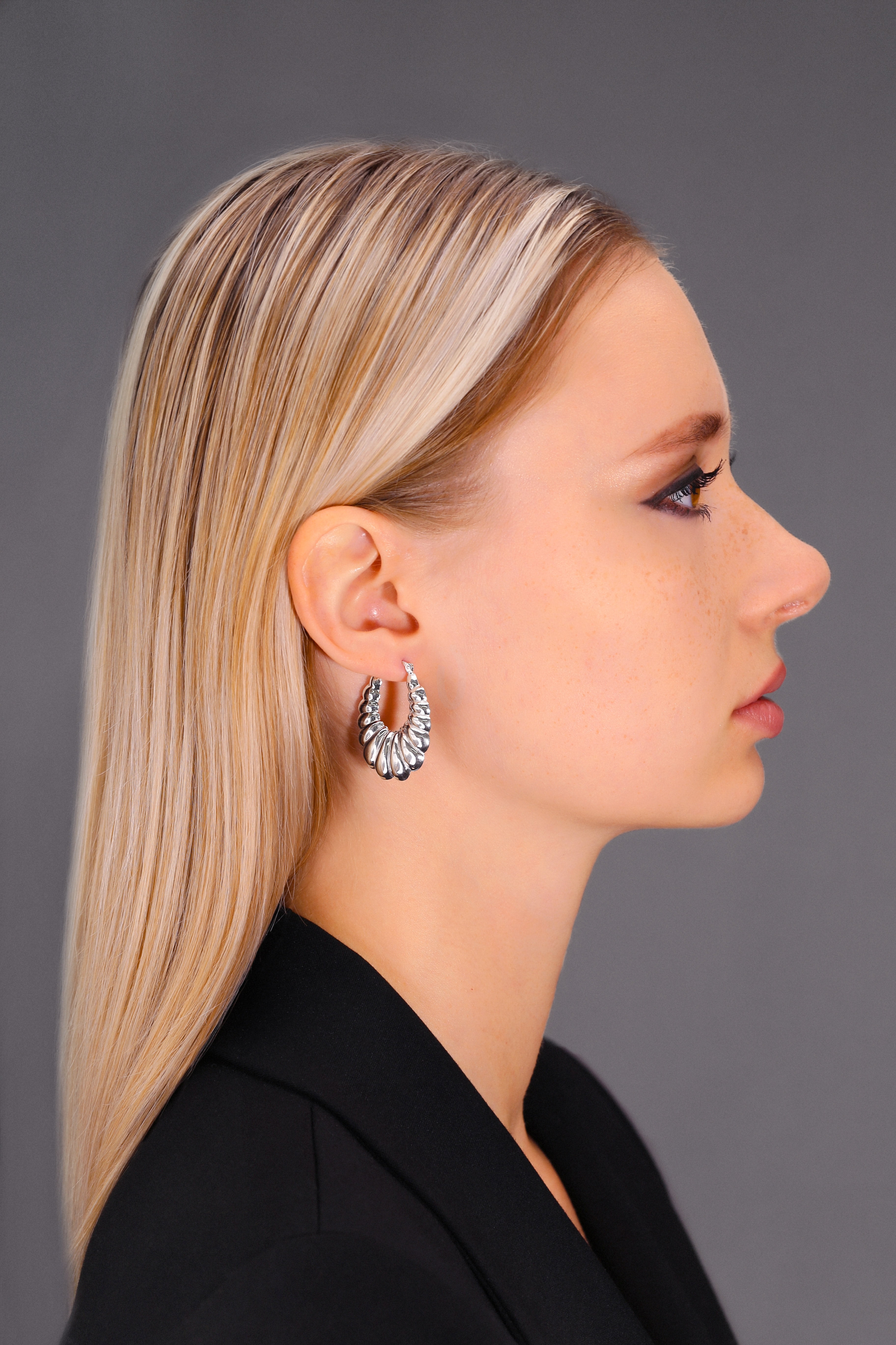 Tilo Jewelry 925 Sterling Silver Shrimp Oval Hoop Earrings for Women & Unisex | 35mm - 1.38 Inch