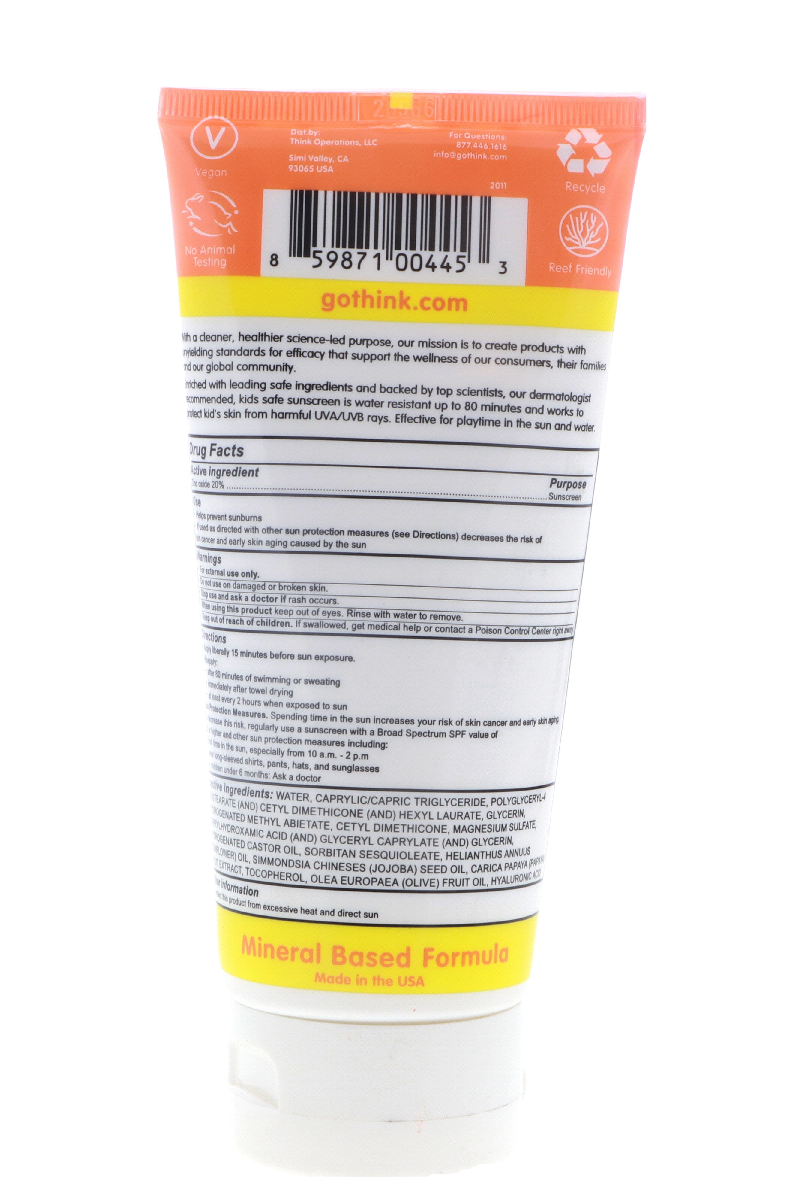 Thinksport Sunscreen - Safe - Kids - Spf 50 Plus - Family Size - 6 Oz
