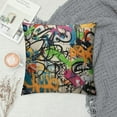 thumbnail image 2 of COMIO  Square Throw Pillow Covers Graffiti Messy Alphabet Spray Paint Design Pillow Cases Decorative for Home Bedroom Sofa Pillowcases Standard, 2 of 5