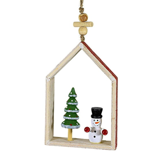 Ganz Santa/Snowman House Ornament - One Ornament 4.5 Inch, Wood - Beads Holiday Star Mx189314 Snowman