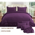 thumbnail image 2 of D.N.G. BEDDINGS 3 Piece Luxury 5 Inch Two Layer Ruffle Comforter Set Premium Super Soft, 800 TC, 100% Egyptian Cotton, Super Soft, Oversized Super King Size Plum Color, 2 of 7