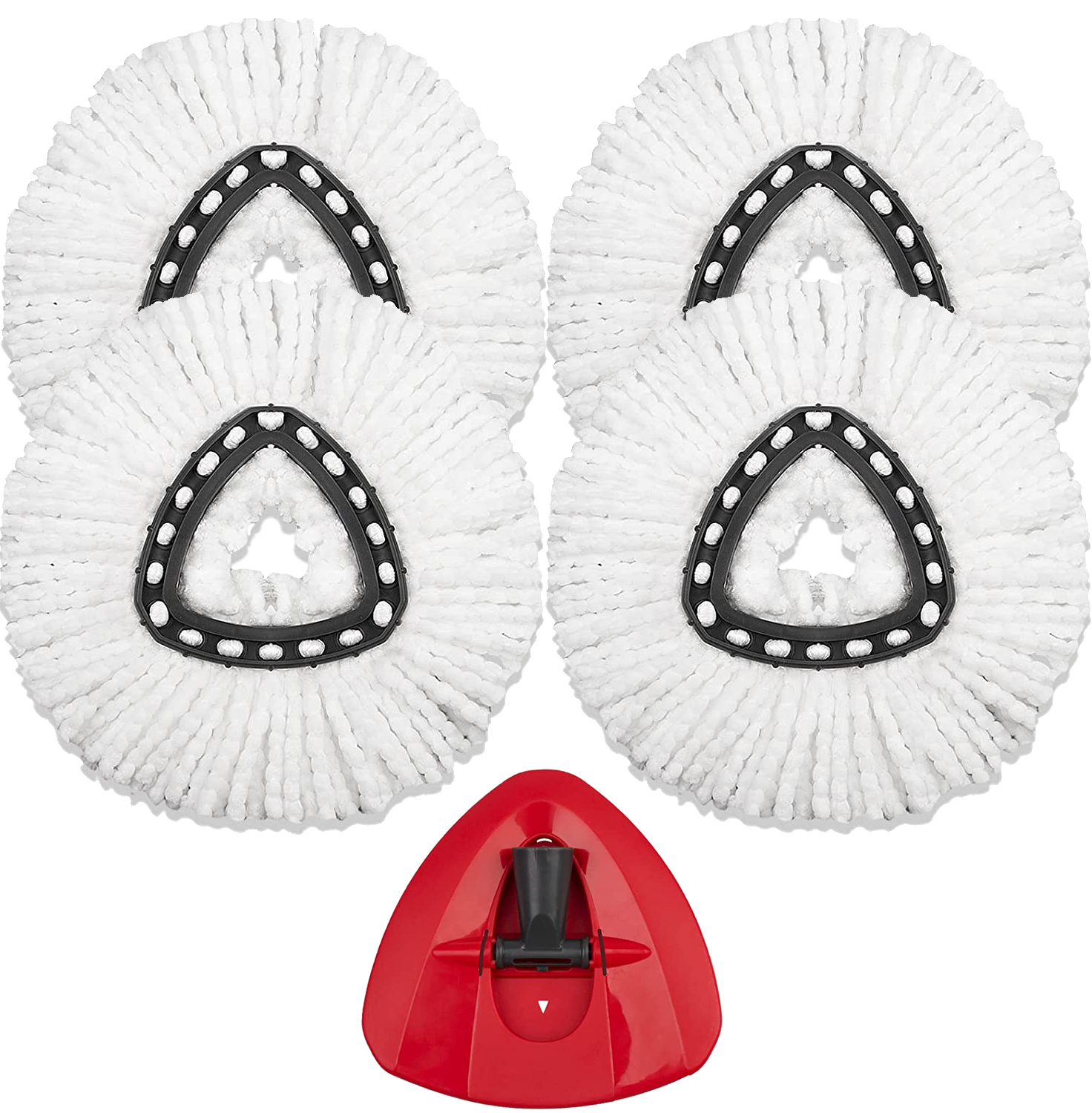 Zerobot 4 Pack Spin Mop Replacement Head +1 Rotating Mop Base