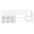 thumbnail image 4 of Newest Twin Metal Loft Bed White,Low Profile with Storage Cubby & Stairs, 6 Rolling Bins, Space Saving Design, 4 of 15