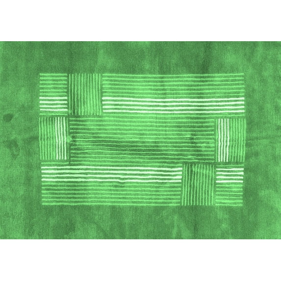 Ahgly Company Indoor Rectangle Abstract Emerald Green Modern Area Rugs, 2' x 5'