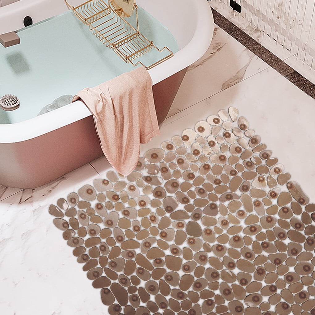 Bathroom Floor Mat Pebble Design Nonslip Square Carpet Bathing Shower