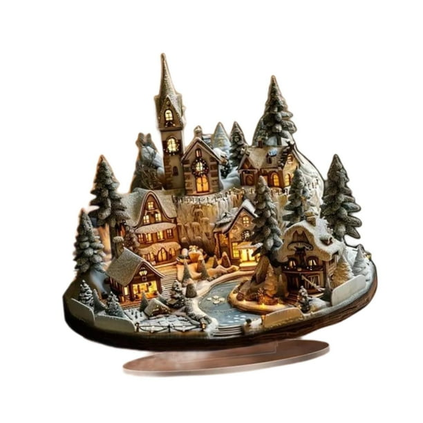 Adorno navideño acrílico con letrero de casa 2D para mesa con base y diseño artístico. B