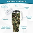 thumbnail image 4 of Gobelet de 40 oz avec Poignée, Couvercle et Paille, Gobelet d'Eau Isolé, Tasse d'Eau en Acier Inoxydable, Tasse/bouteille Réutilisable, Compatible avec Porte-Gobelet, Camouflage Vert, 4 of 6