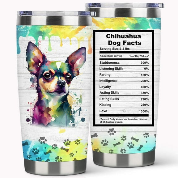 Chihuahua Travel Tumbler-Vacuum Insulated Tumbler with Straw and Lid -20oz Stainless Steel Travel Mug for Dog Lovers (Chihuahua)