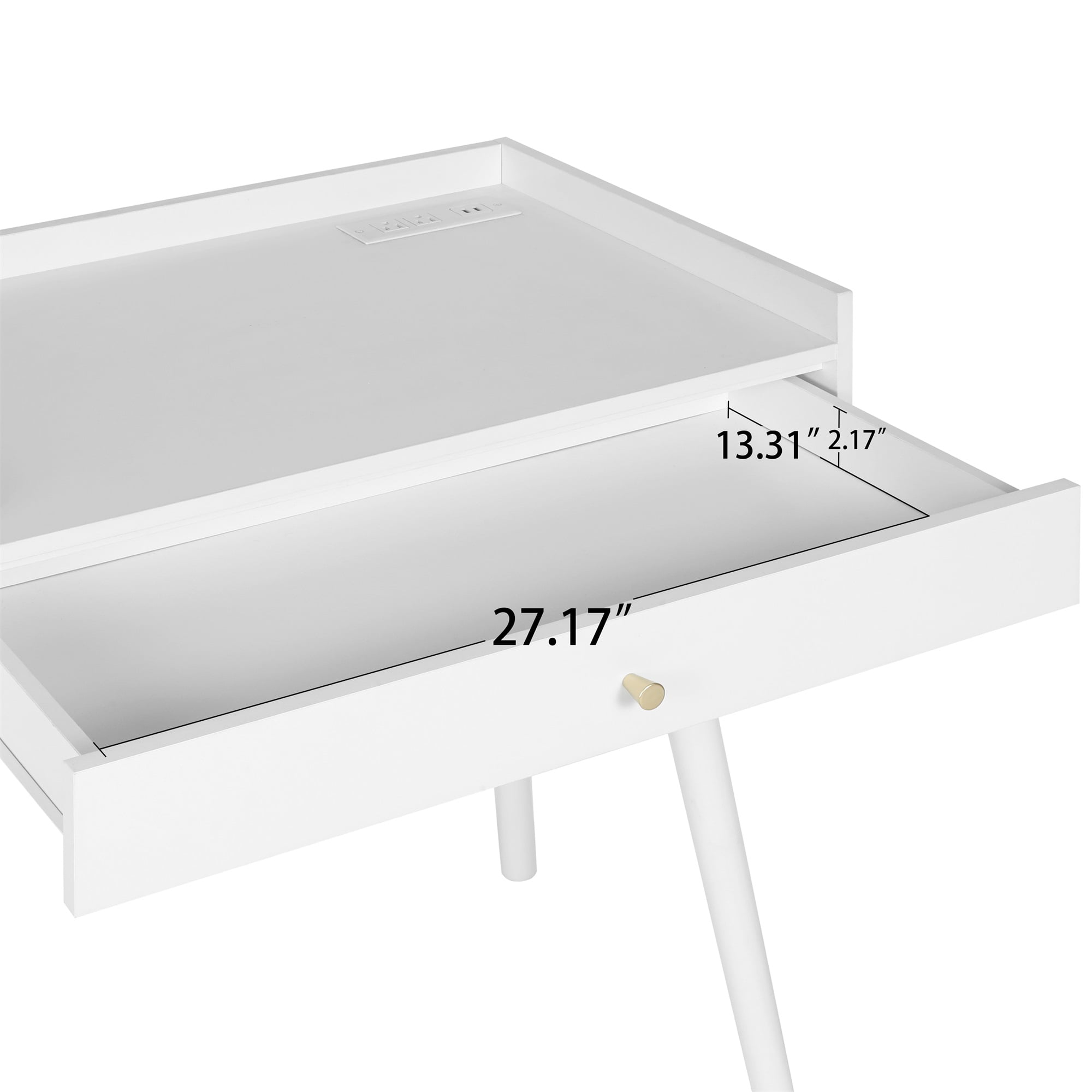 Spaco Modern Makeup Vanity with 3 Drawers, Dressing Table Wood Desk with Rattan Door, White Spaco Modern Makeup Vanity with 3 Drawers, Dressing Table Wood Desk with Rattan Door, White