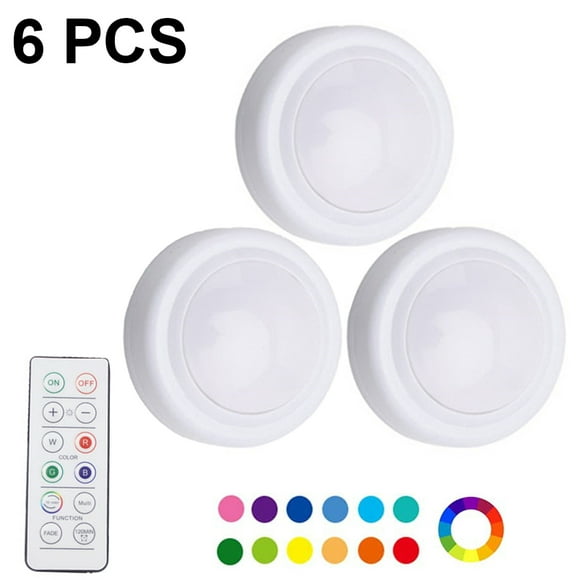 Set of 3 Battery-Powered LED Puck Lights - Dimmable Under Cabinet Lights with 16 Color Options, 1Remote Controls, and Timing Function