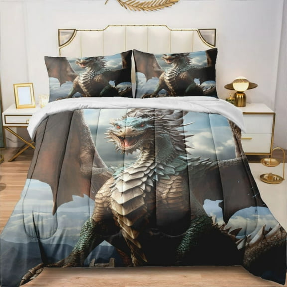 Flying Dragon Comforter Set Bedding Set Duvet Set Set 3pcs Twin Size