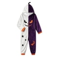 thumbnail image 5 of Weebloom Halloween Kids Pumpkin Hooded Onesie Pajamas Flannel Adorable Romper For Funny Cozy Jumpsuit Role Play Outfit Pjs Loungewear For Boys Girls Dark Purple 4-5 Years, 5 of 6