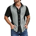 thumbnail image 2 of Gibobby Mens Casual Free Shirts Short Sleeve Button Up Summer Stretch Dress Shirt(Grey,M), 2 of 4