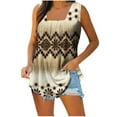thumbnail image 1 of RKSTN Débardeurs pour Femmes Col Carré Sans Manches T-shirt Mode Confortable Imprimé Floral Blouse Plissée Décontractée Ample, 1 of 4