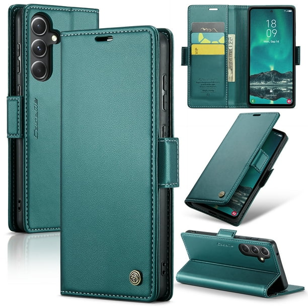 CaseMe Funda de Cuero para Samsung Galaxy S23 FE con Bloqueo RFID, para Samsung Galaxy S23 FE Funda para Mujer y Hombre, Tarjetero con Cierre Magnético, Funda Tipo Folio para Samsung Galaxy S23 FE