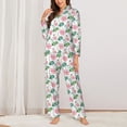 thumbnail image 2 of Hirioo Lotus Flower for Women's Pajama Sets 2 Piece Pjs Women's Long-Sleeved Pajama Set Button Down Sleepwear,S-XXL-X-Large, 2 of 7