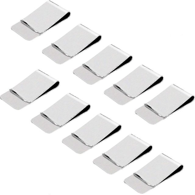 10pcs Silver Money Clips Metal Cash Clip Slim Stainless Steel Credit Card Holder Gift