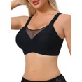 thumbnail image 4 of INSPIRE CHIC Plus Size for Women's Mesh V-Neck Wirefree Seamless Soft Bras Full Coverage Minimizers S Black, 4 of 4