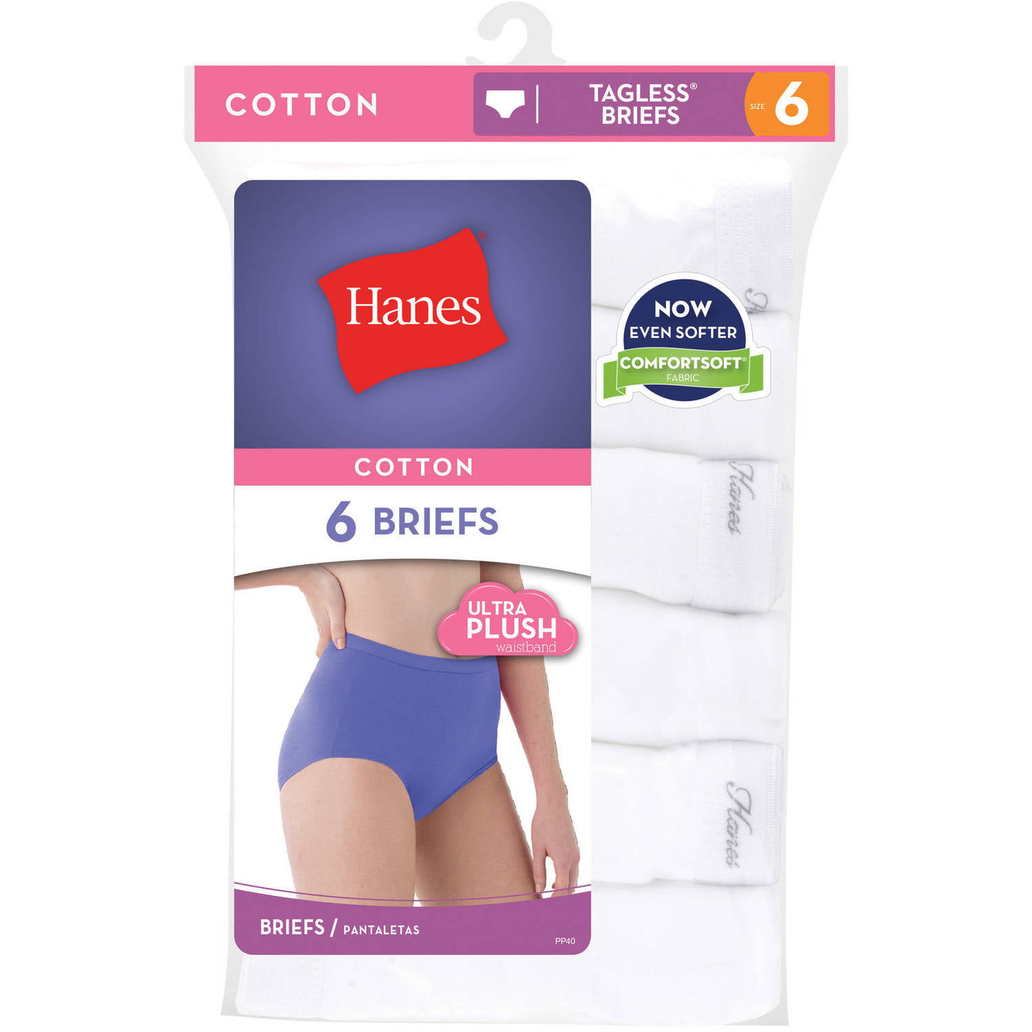 Hanes Women's Cotton No Ride Up White Briefs 6-Pack - Walmart.com