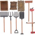 thumbnail image 1 of 9PCS Mini Shovel Rake Farm Model Kit Simulation Farm Playset Miniature Hay Bales Mini Mower for Dollhouse Decor Western Party Decoration Wedding Party, 1 of 8