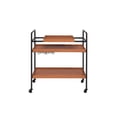 thumbnail image 3 of Bar Carts with Wine Rack,3 Tiers Wood Rolling Serving Cart on Wheels, Mobile Kitchen Serving Cart with Adjustable Wooden Tops, Honey, 3 of 5