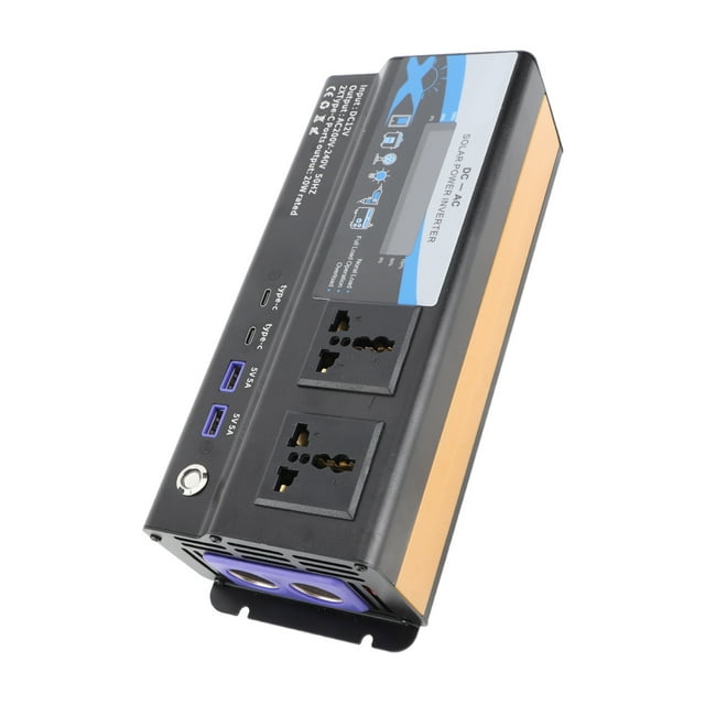 Inversores 6000W Peak Car Inverter Modificación Convertidor De Carga De Onda Sinusoidal 2 USB 2 Tipo C Con Luz LED Colorida