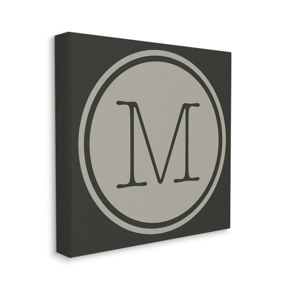 Modern J Initial Round Elevator Key Shape Typography Gallery-Wrapped Canvas Print Wall Art, 17x17