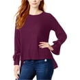 thumbnail image 1 of Kensie Blusa de punto con mangas anudadas para mujer, rojo, extragrande, 1 of 2